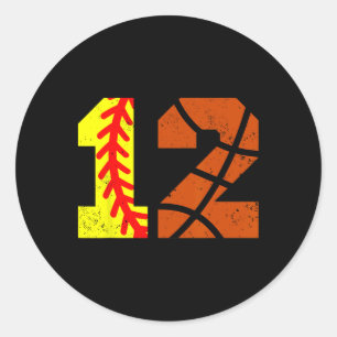 Softll Sketll Number 12 Jersey Funny 12th Birthday Classic Round Sticker