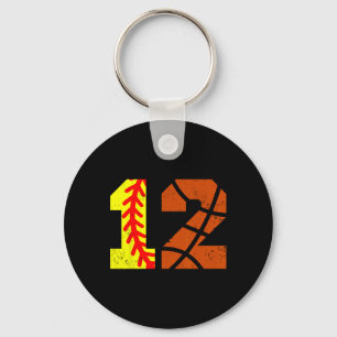 Softll Sketll Number 12 Jersey Funny 12th Birthday Key Ring