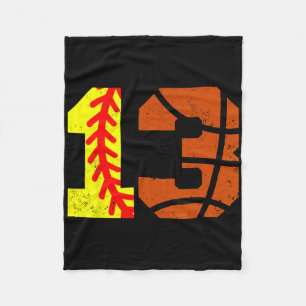 Softll Sketll Number 13 Jersey Funny 13th Birthday Fleece Blanket