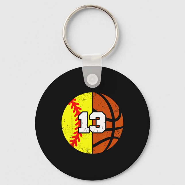 Softll Sketll Number 13 Jersey Funny 13th Birthday Key Ring (Front)