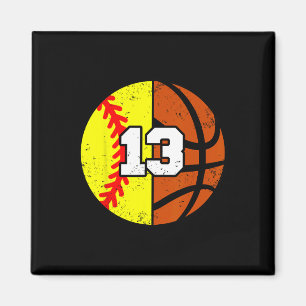 Softll Sketll Number 13 Jersey Funny 13th Birthday Magnet