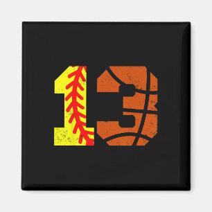 Softll Sketll Number 13 Jersey Funny 13th Birthday Magnet