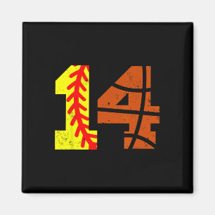 Softll Sketll Number 14 Jersey Funny 14th Birthday Magnet