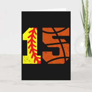 Softll Sketll Number 15 Jersey Funny 15th Birthday Card