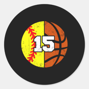 Softll Sketll Number 15 Jersey Funny 15th Birthday Classic Round Sticker