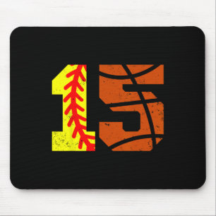 Softll Sketll Number 15 Jersey Funny 15th Birthday Mouse Pad