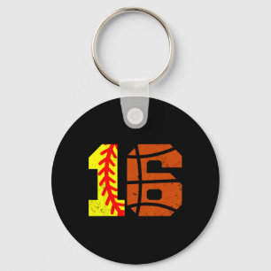 Softll Sketll Number 16 Jersey Funny 16th Birthday Key Ring