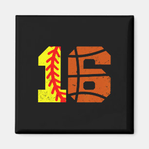 Softll Sketll Number 16 Jersey Funny 16th Birthday Magnet