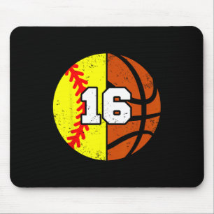 Softll Sketll Number 16 Jersey Funny 16th Birthday Mouse Pad