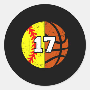 Softll Sketll Number 17 Jersey Funny 17th Birthday Classic Round Sticker