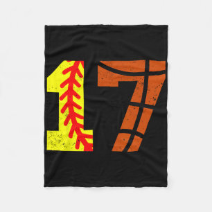 Softll Sketll Number 17 Jersey Funny 17th Birthday Fleece Blanket