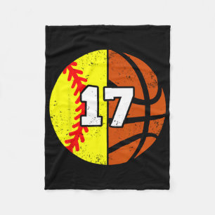 Softll Sketll Number 17 Jersey Funny 17th Birthday Fleece Blanket