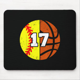 Softll Sketll Number 17 Jersey Funny 17th Birthday Mouse Pad
