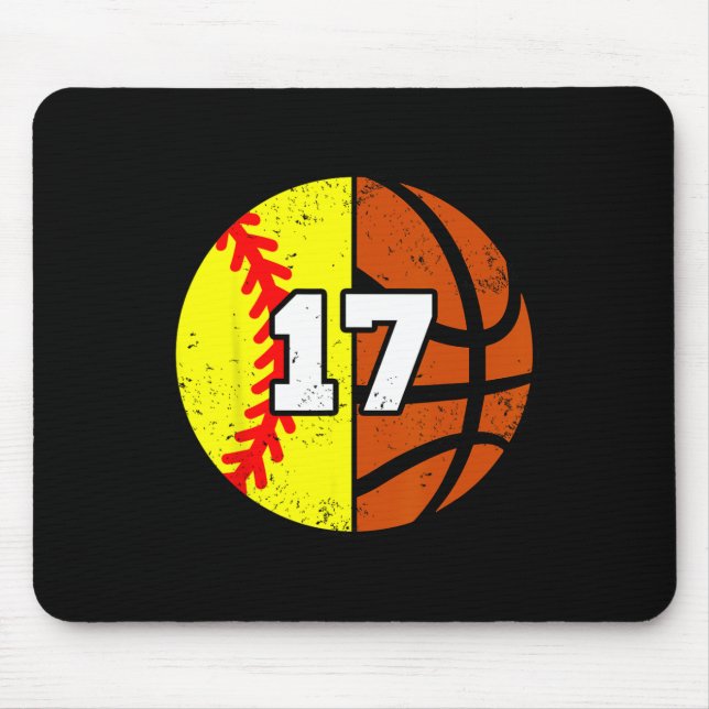 Softll Sketll Number 17 Jersey Funny 17th Birthday Mouse Pad (Front)