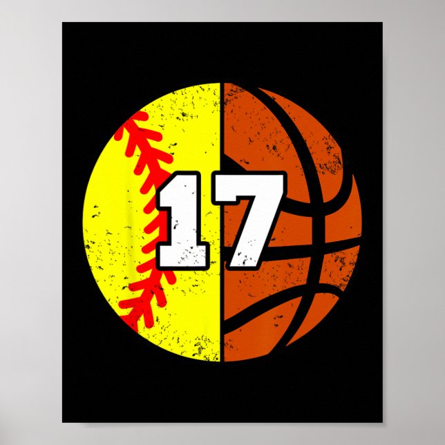 Softll Sketll Number 17 Jersey Funny 17th Birthday Poster (Front)