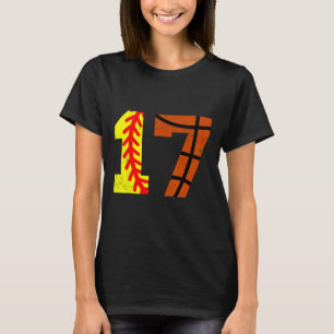Softll Sketll Number 17 Jersey Funny 17th Birthday T-Shirt
