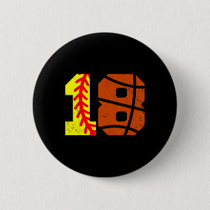 Softll Sketll Number 18 Jersey Funny 18th Birthday 6 Cm Round Badge