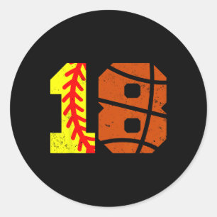 Softll Sketll Number 18 Jersey Funny 18th Birthday Classic Round Sticker