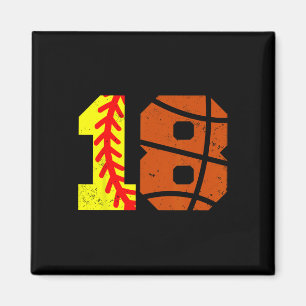 Softll Sketll Number 18 Jersey Funny 18th Birthday Magnet