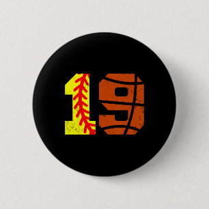 Softll Sketll Number 19 Jersey Funny 19th Birthday 6 Cm Round Badge