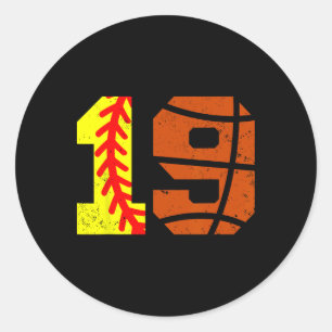 Softll Sketll Number 19 Jersey Funny 19th Birthday Classic Round Sticker
