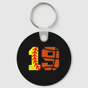 Softll Sketll Number 19 Jersey Funny 19th Birthday Key Ring