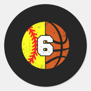 Softll Sketll Number 6 Jersey Funny 6th Birthday Classic Round Sticker