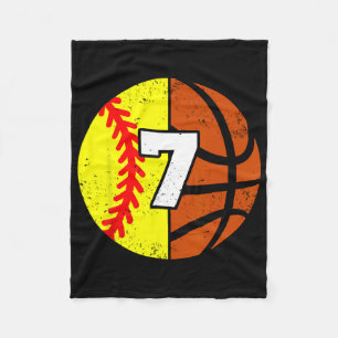 Softll Sketll Number 7 Jersey Funny 7th Birthday  Fleece Blanket