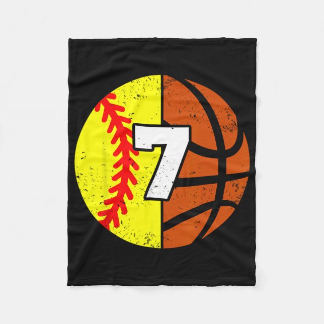 Softll Sketll Number 7 Jersey Funny 7th Birthday  Fleece Blanket (Front)