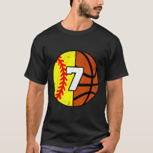 Softll Sketll Number 7 Jersey Funny 7th Birthday T-Shirt