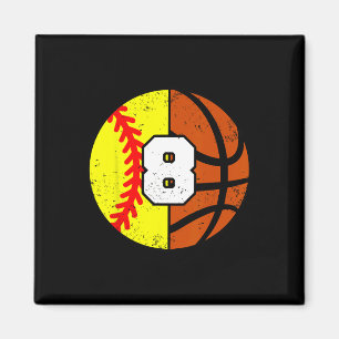 Softll Sketll Number 8 Jersey Funny 8th Birthday  Magnet