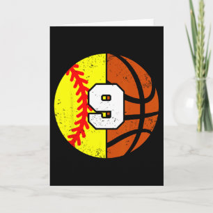 Softll Sketll Number 9 Jersey Funny 9th Birthday Card
