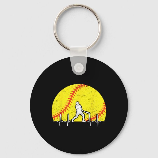 Softll Tter Heartbeat Ll Softll Player Distressed  Key Ring (Front)
