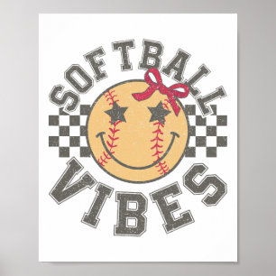Softll Vibes Coquette Softll Game Day Girls Women Poster