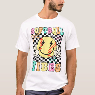 Softll Vibes Game Day Coquette Bow Smile Face Spor T-Shirt
