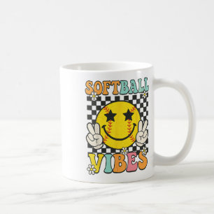 Softll Vibes Softll Smile Face Groovy Game Day Gir Coffee Mug