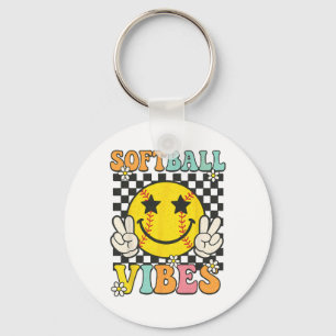 Softll Vibes Softll Smile Face Groovy Game Day Gir Key Ring