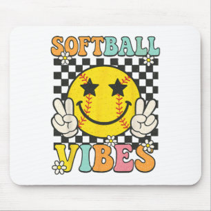 Softll Vibes Softll Smile Face Groovy Game Day Gir Mouse Pad