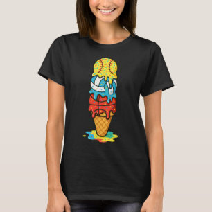 Softll Volleyll Sketll Ice Cream Summer Game Day T-Shirt