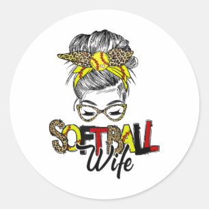 Softll Wife Life With Leopard Messy Bun Mother's D Classic Round Sticker