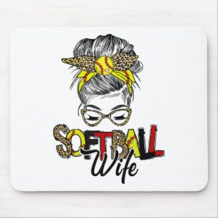 Softll Wife Life With Leopard Messy Bun Mother's D Mouse Pad