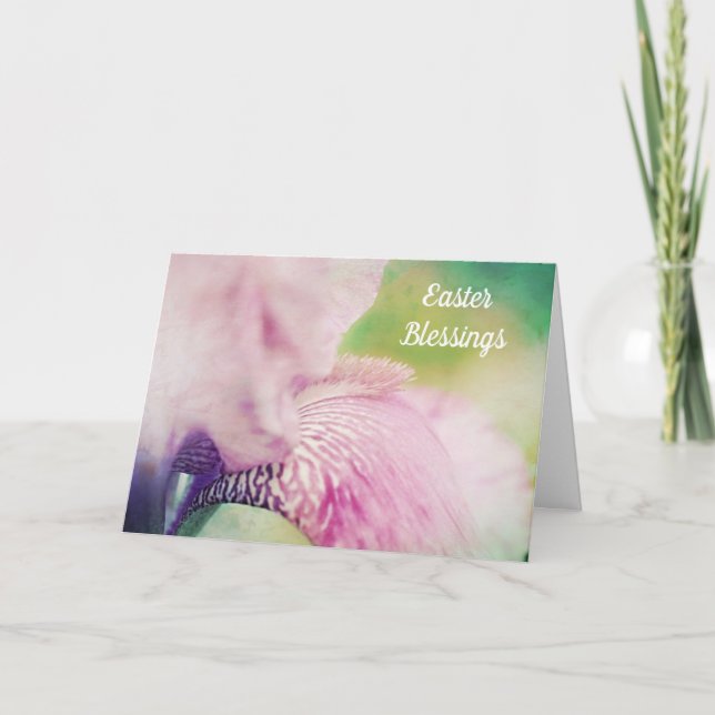 Softly Beautiful Iris Flower Easter Card (Front)