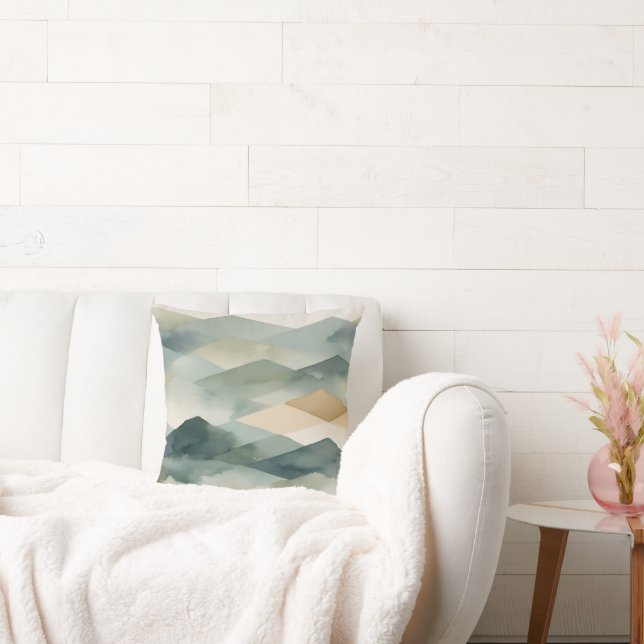 Softly blended watercolor blocks cushion (Couch)