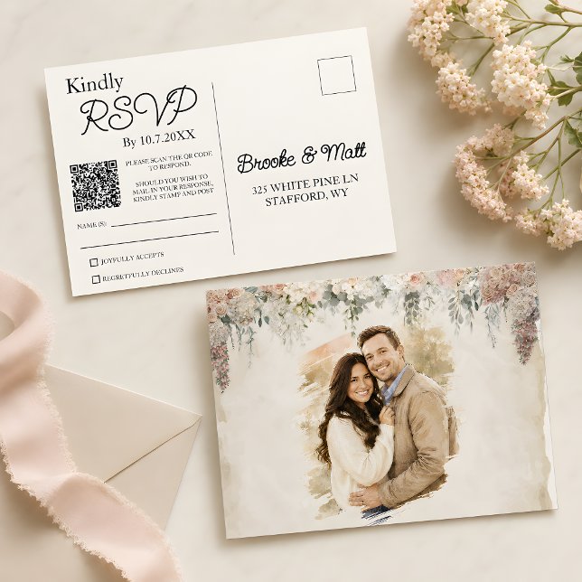 Softly Spoken Rustic Floral RSVP Card (Softly Spoken Rustic Floral RSVP Response Postcard)