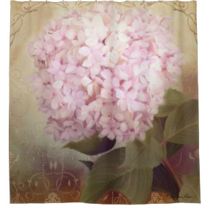 Softly Summer Blush Hydrangea Flower Vintage Style Shower Curtain
