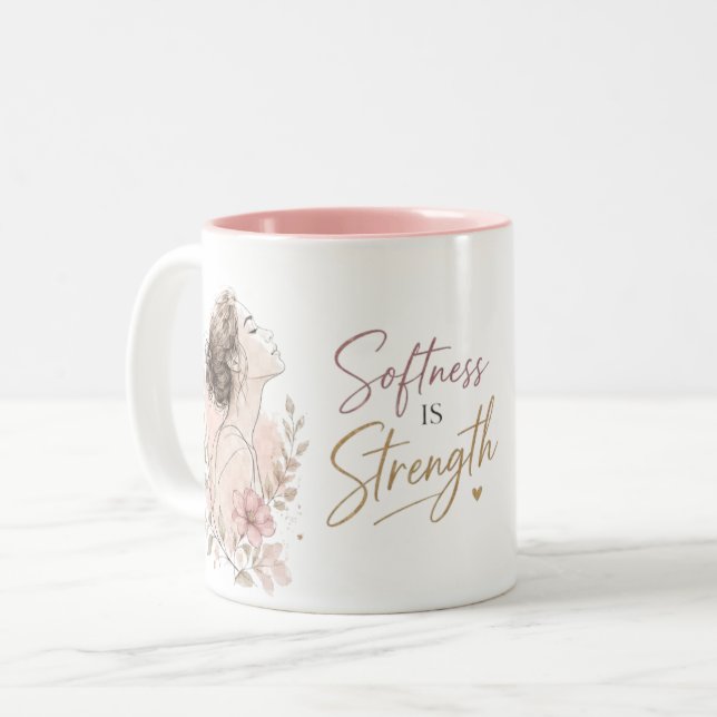 Softness Is Strength Two-Tone Coffee Mug (Front Left)