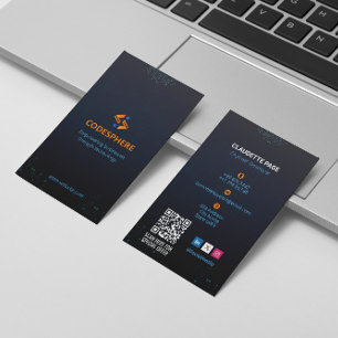 Software Developer Business   Modern Blue Potrait Business Card