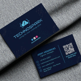 Software Developer Business | Modern Dark Blue Business Card