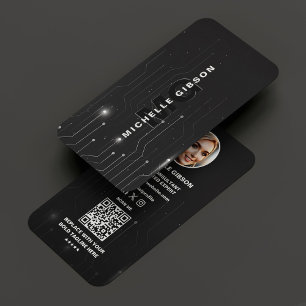 Software Developer Engineer Black Silver Modern Business Card