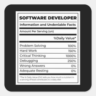 Software Developer Funny neutritunal Square Sticker